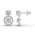 1.32 Carat Moissanite Halo Circle Drops Earrings | 14K White Gold