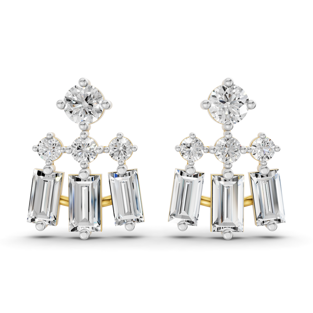Sparkles Triple Baguette Drop Diamond Earring