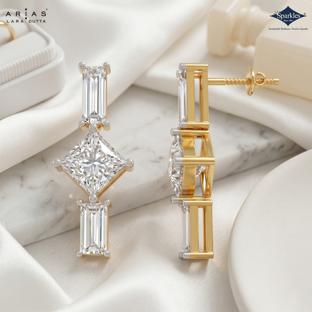 Arias by Lara Dutta Princess-Cut Diamond Linear Earring