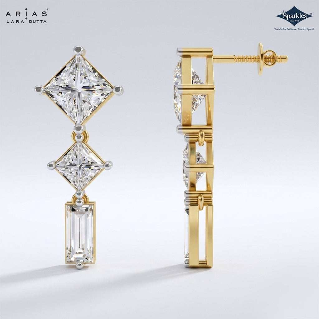 Arias by Lara Dutta Princesscut Diamond Linear Earring