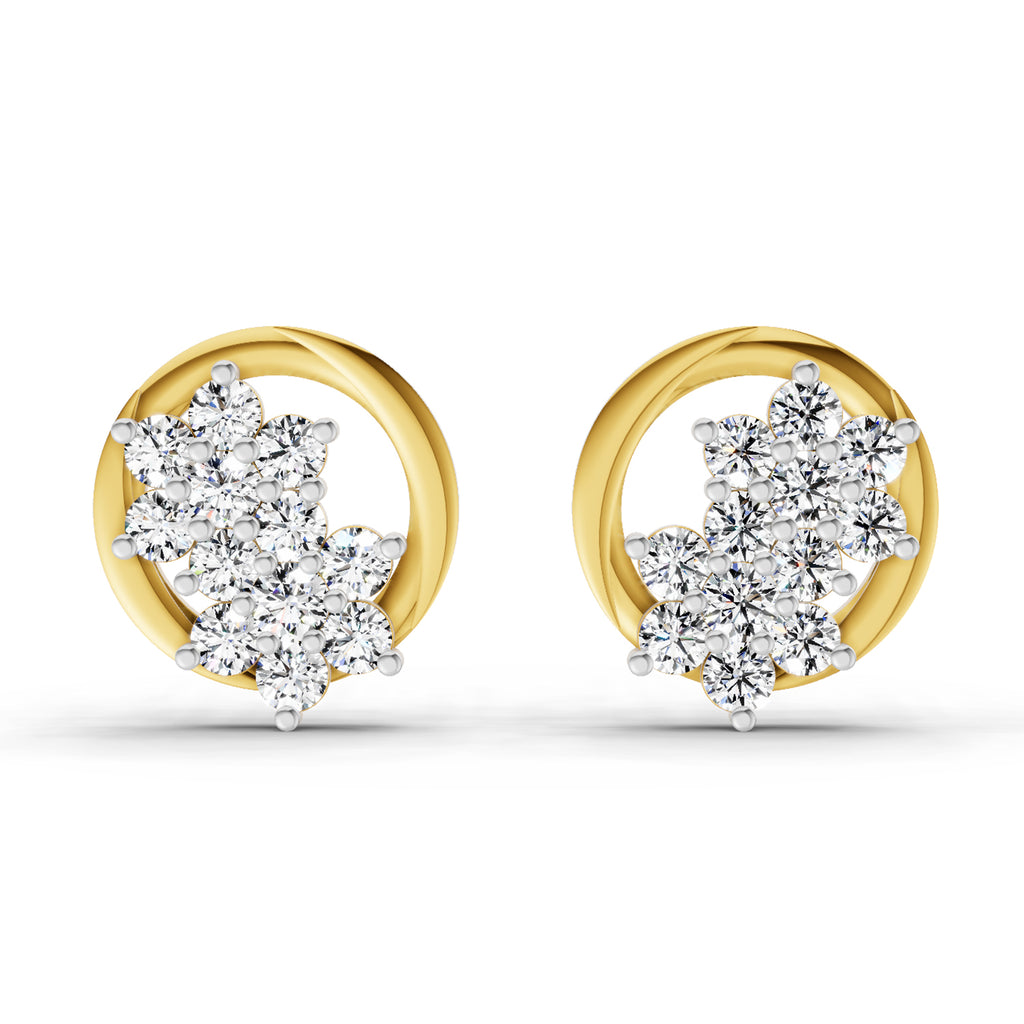 1.82 Ct Round Shape Cluster Diamond Earrings | 14K Rose Gold