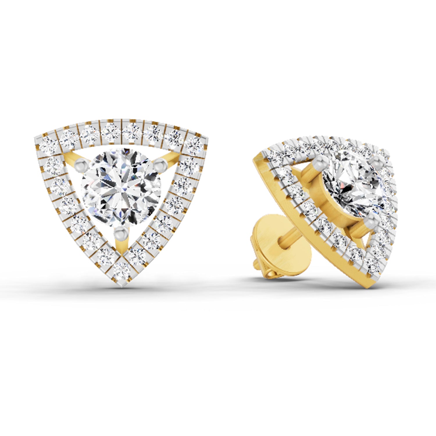 1.9 Ct Round Shape Halo Diamond Earrings | 14K Rose Gold