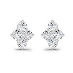 0.92 Ct Round Shape Cluster Diamond Stud Earrings | 14K Rose Gold