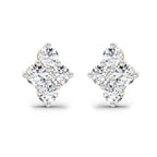 0.92 Ct Round Shape Cluster Diamond Stud Earrings | 14K Rose Gold