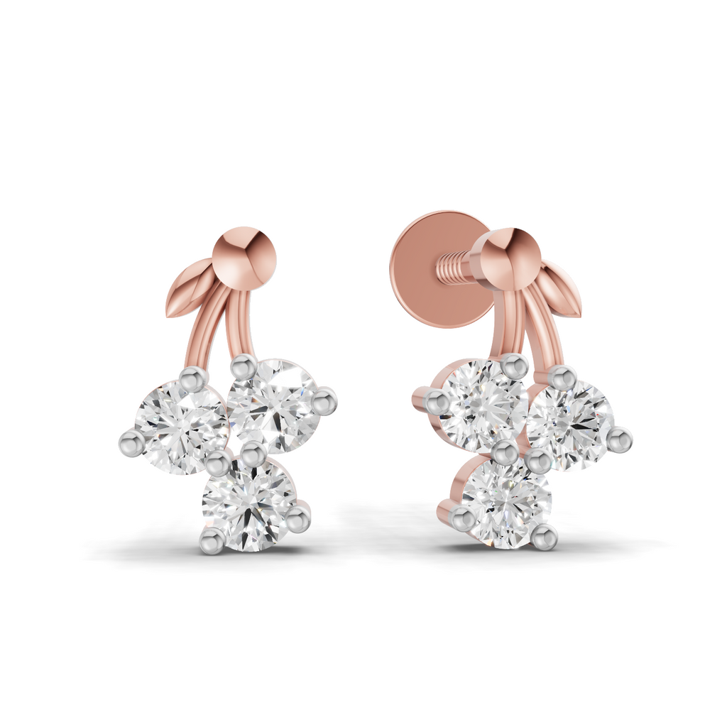 0.3 Carat Tiny Petal Trio Earrings | 14K Rose Gold
