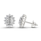 0.95 Ct  Oval Cluster Diamond Stud Earrings | 14K Rose Gold