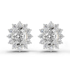 0.95 Ct  Oval Cluster Diamond Stud Earrings | 14K Rose Gold