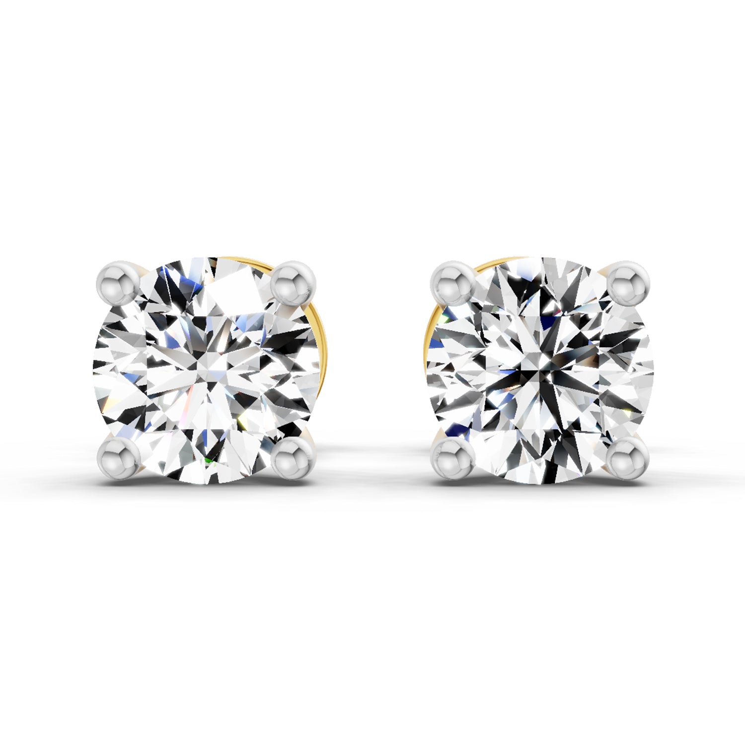 0.5 Ct Round Shape 4 Prong Solitaire Diamond Stud Earrings | 14K Rose Gold