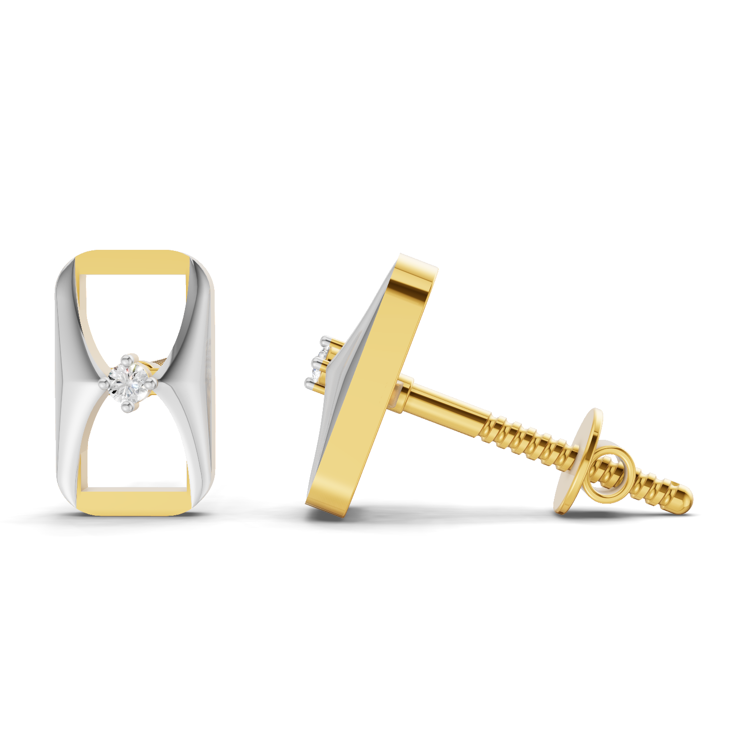 0.02 Carat  | 925 Sterling Silver Yellow Gold Plated Fashion Earrings
