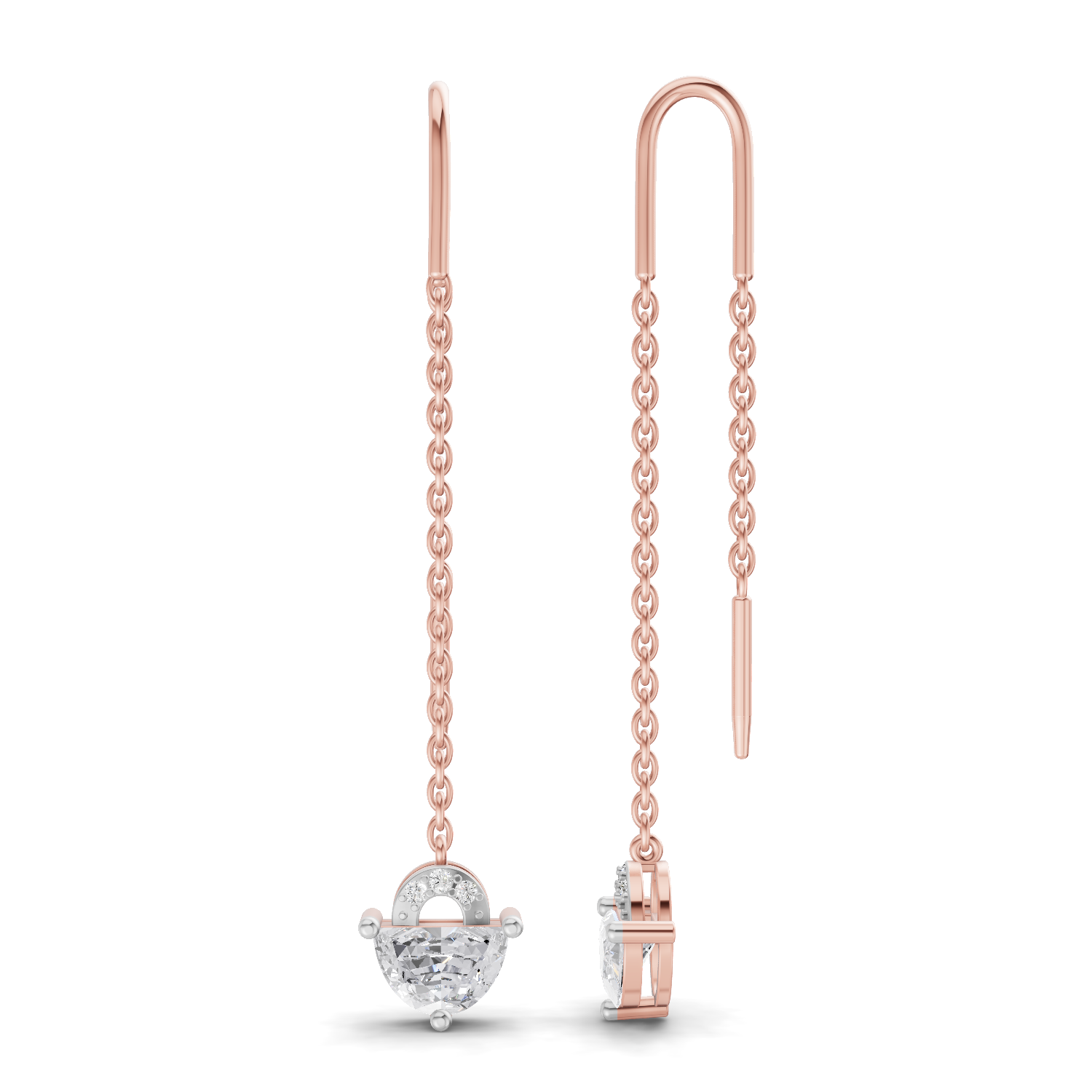 1.76 Carat Luna Threader Earrings | 14K Rose Gold