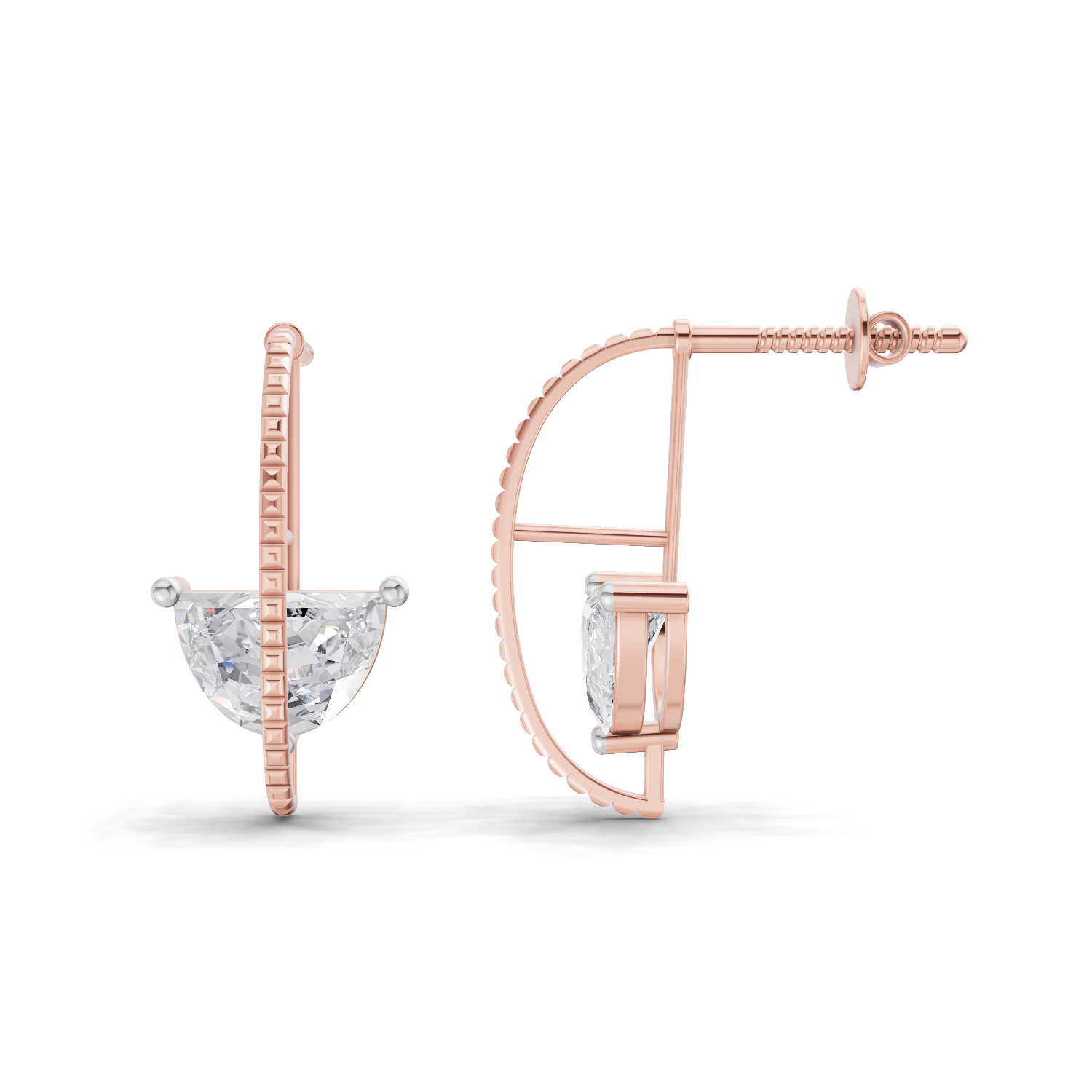 0.99 Carat Halfmoon Earrings | 14K Rose Gold