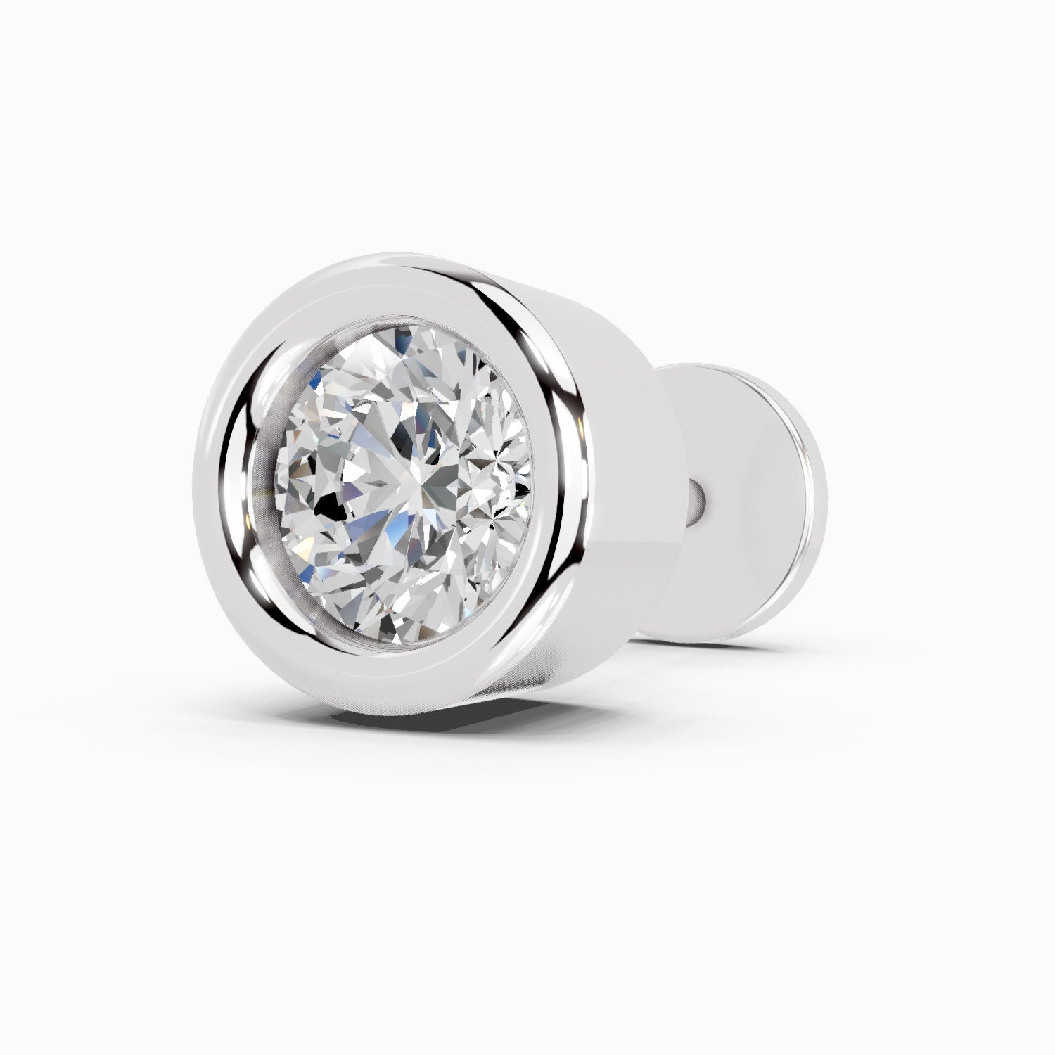 0.20 Carat Round Shape Bezel Solitaire Diamond Nose Pin | 14K White Gold-Screw