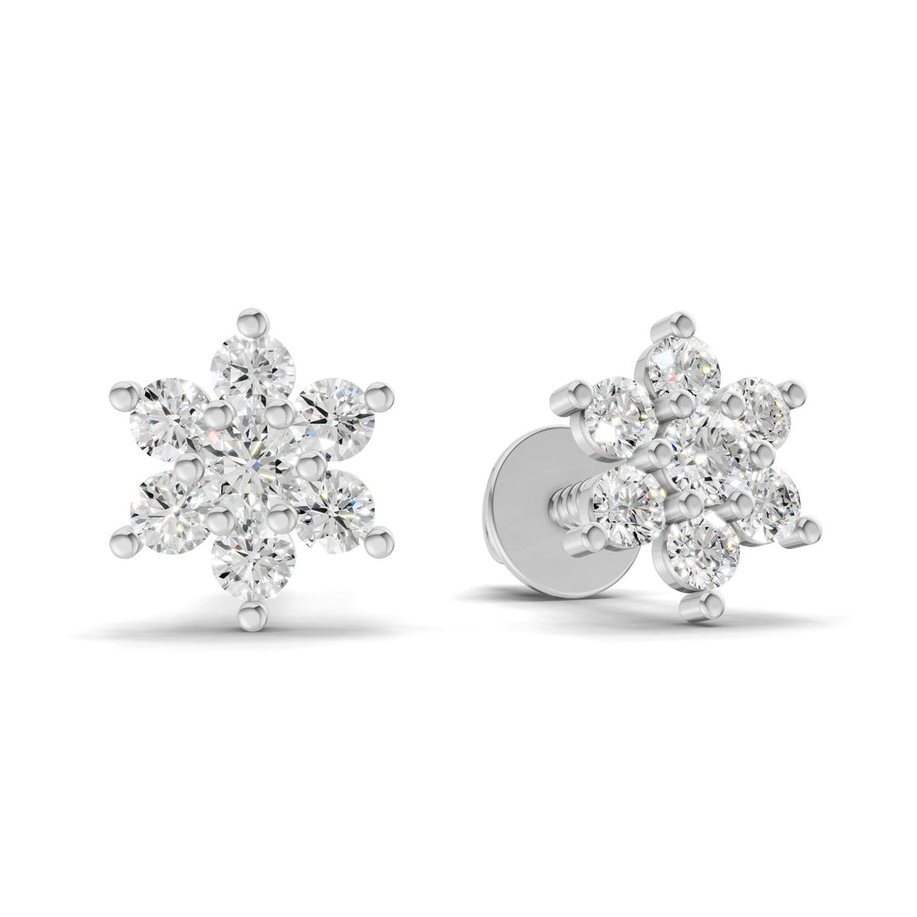 0.22 Carat Eternal Flower Studs Earrings | 14K White Gold