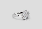 0.66 Ct Round Shape Flower Diamond Ring | 14K White Gold