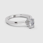 0.81 Ct Oval Shape Solitaire Diamond Ring| 14K White Gold