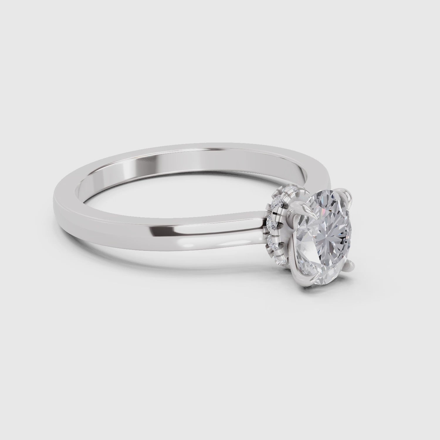 0.81 Ct Oval Shape Solitaire Diamond Ring| 14K White Gold