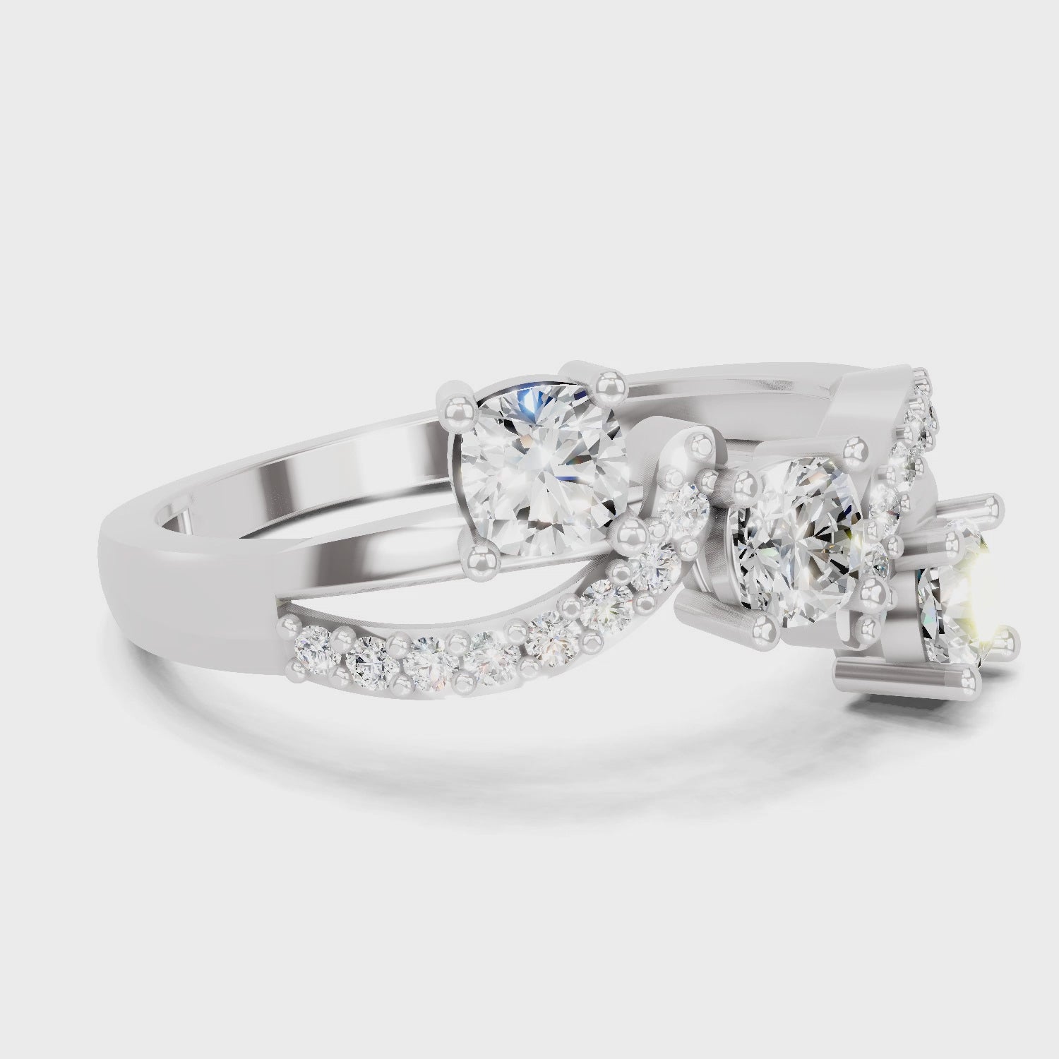 0.08 Carat Round Shape Diamond Ring | 14K White Gold
