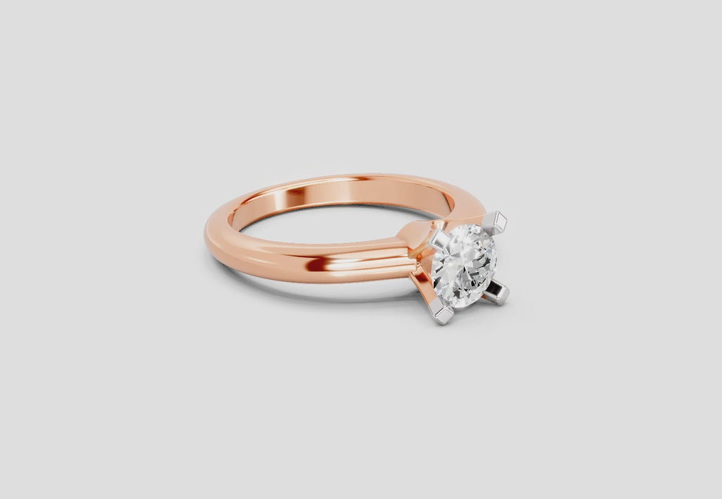 0.8 Ct Round Solitaire Ring  14K Rose Gold