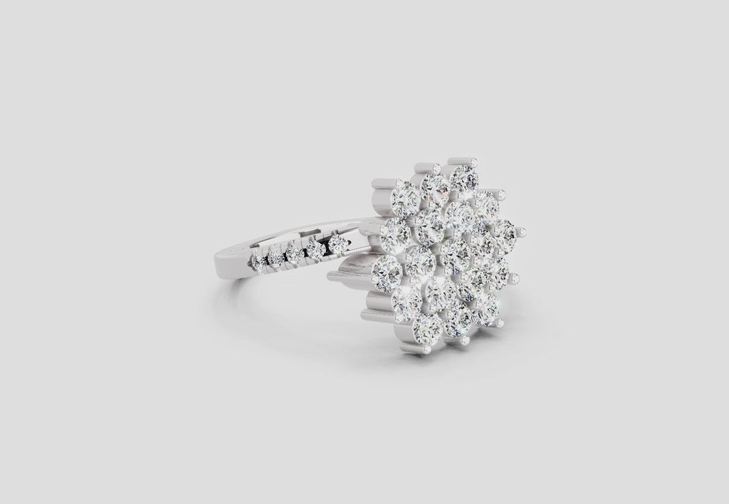 0.93 Carat Snowfall Cluster Promise Engagement Ring | 14K White Gold