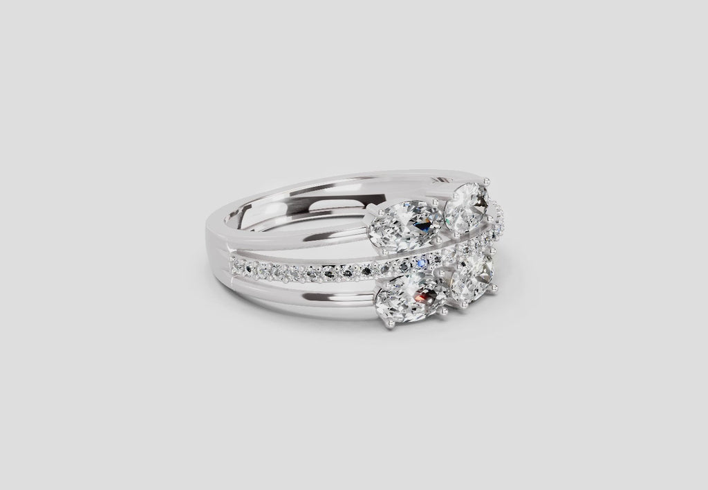 1.36 Carat Quadra Oval Engagement Ring | 14K White Gold