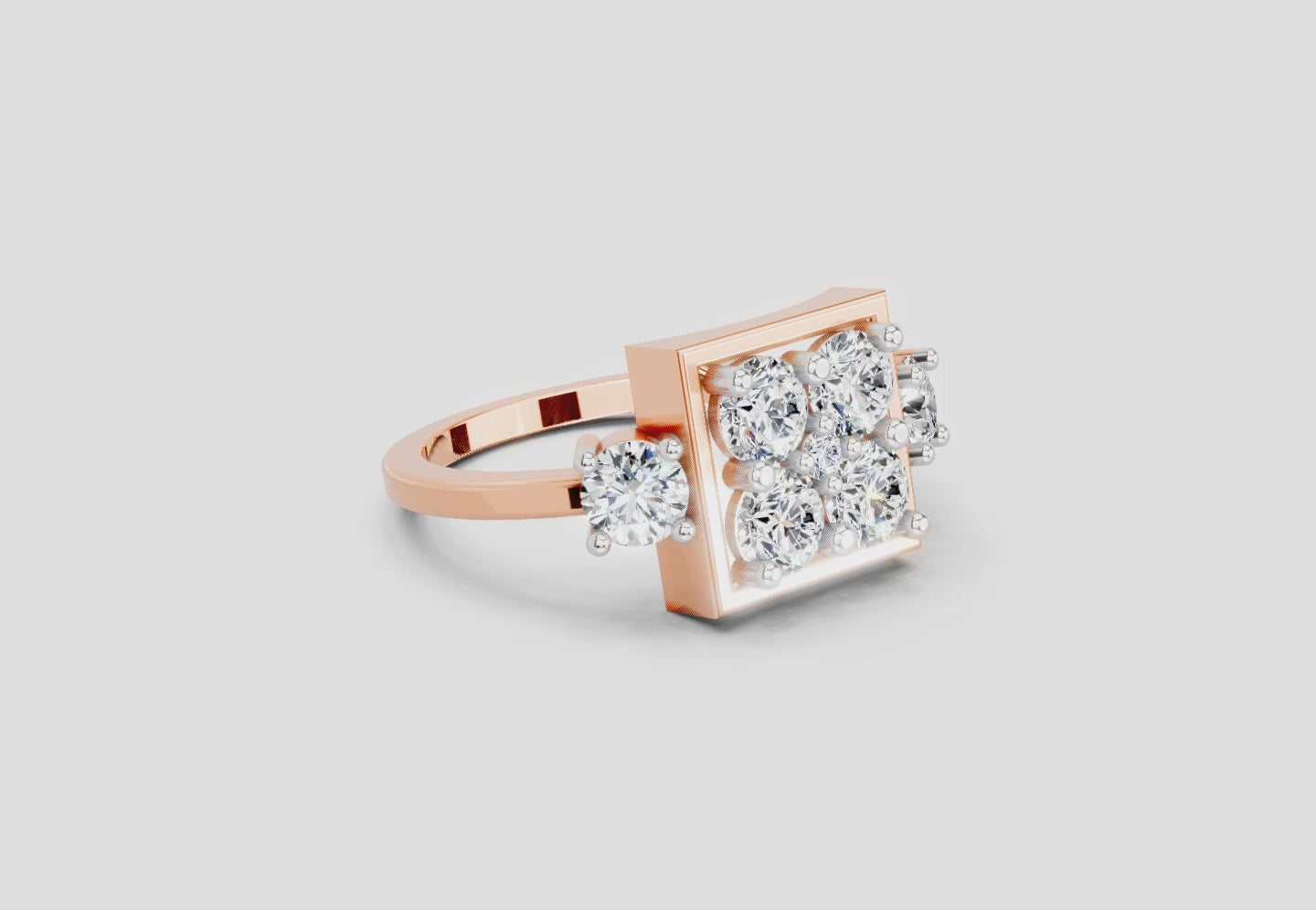 0.95 Carat Crystal Court Promise Engagement Ring | 14K Rose Gold