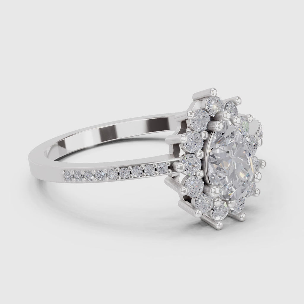 0.64 Carat Pear Shape Halo Engagement Ring | 14K White Gold