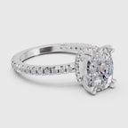 3.19 Ct Cushion Shape Solitaire Diamond Ring| 14K White Gold