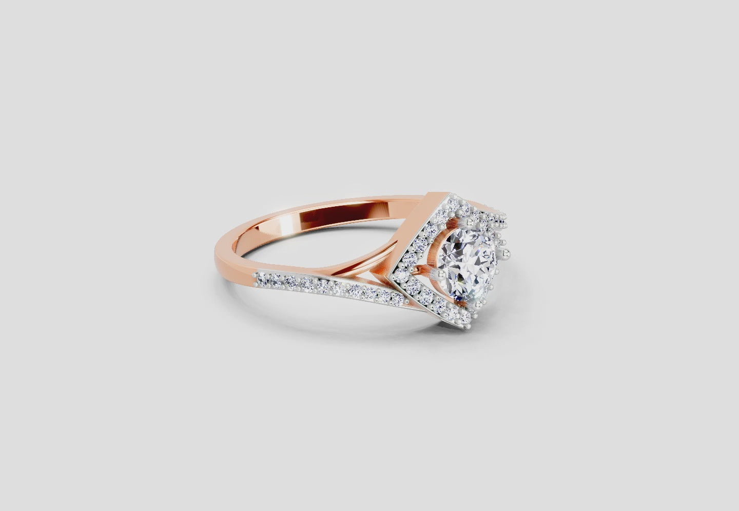 0.67 Ct Round Shape Diamond Engagement Ring | 14K Rose Gold