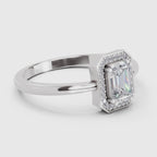 Sparkles 0.68 Carat Emerald Cut Engagement Ring | 14K White Gold