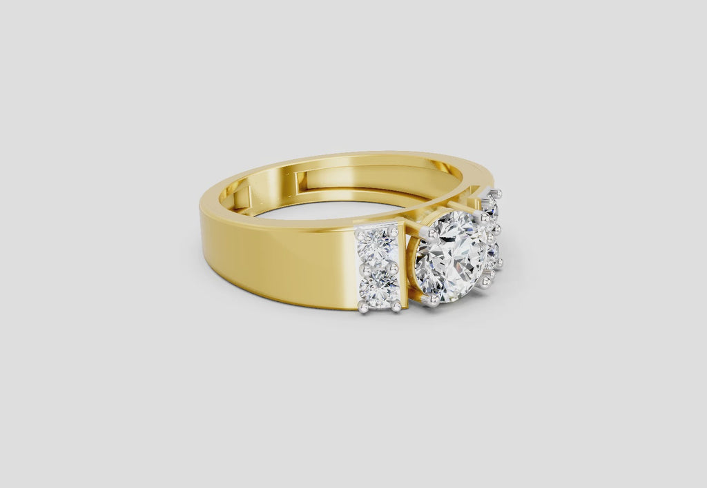 1.42 Ct Round Shape Dimaond Ring | 14K Yellow Gold