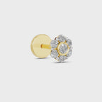 0.11 Ct Floral Stud Round Shape Nose Pin | 14K Yellow Gold