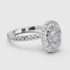 2.6 Ct  Oval Shape Halo Diamond Ring| 14K White Gold