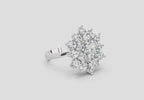 3.18 Ct Round Shape Flower Diamond Ring | 14K White Gold