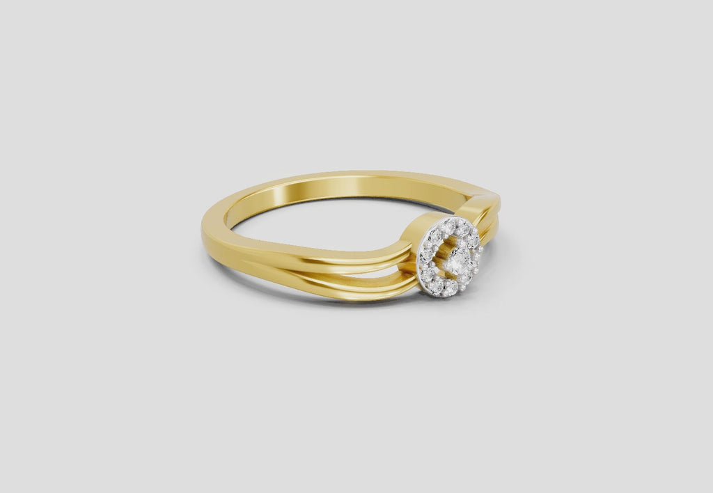 0.09 Ct Round Halo Ring  14K Yellow Gold