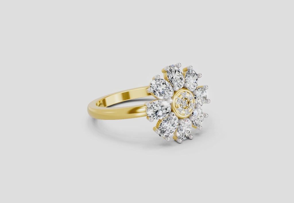 1.63 Carat Daisy Royale Promise  Engagement Ring | 14K Yellow Gold